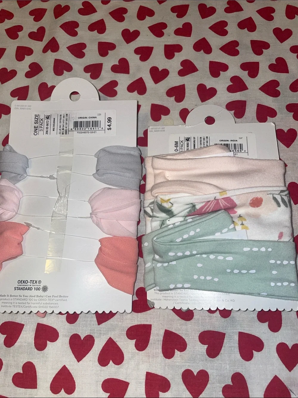 2 packs of 3 cloud island baby girl head wraps (6) (new)